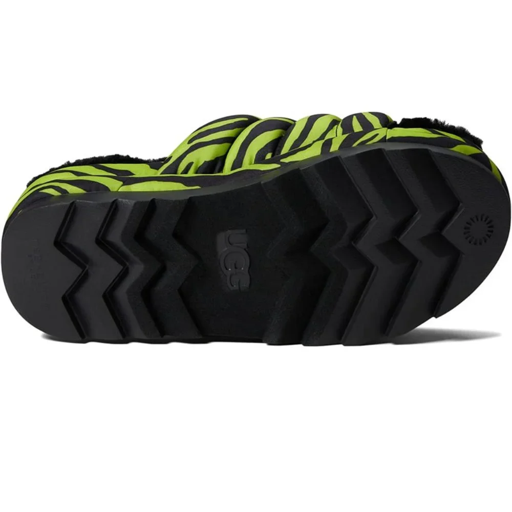 Ugg Maxi Slide Tiger Print Slipper Slide Sandals in Key Lime